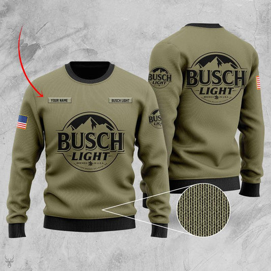 Personalized Camo Busch Light Christmas Ugly Sweater