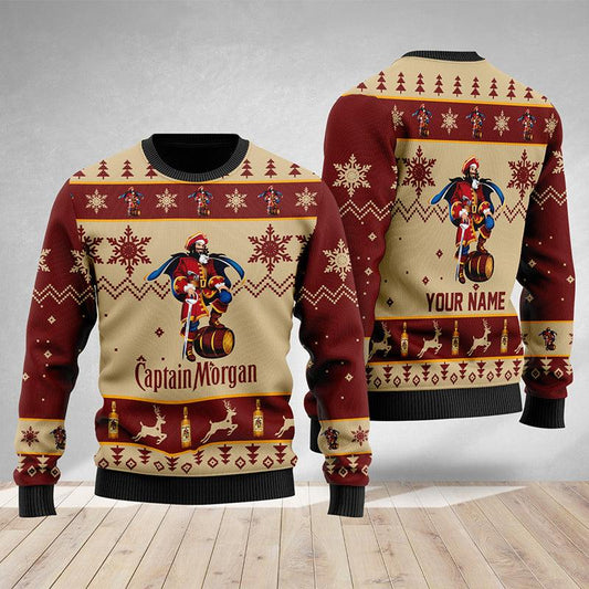 Personalized Captain Morgan Christmas Ugly Sweater - Flexiquor.com