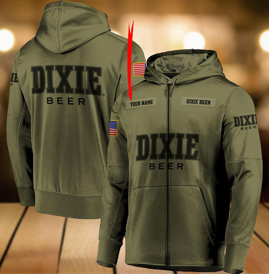 Personalized Military Green Dixie Beer Hoodie & Zip Hoodie