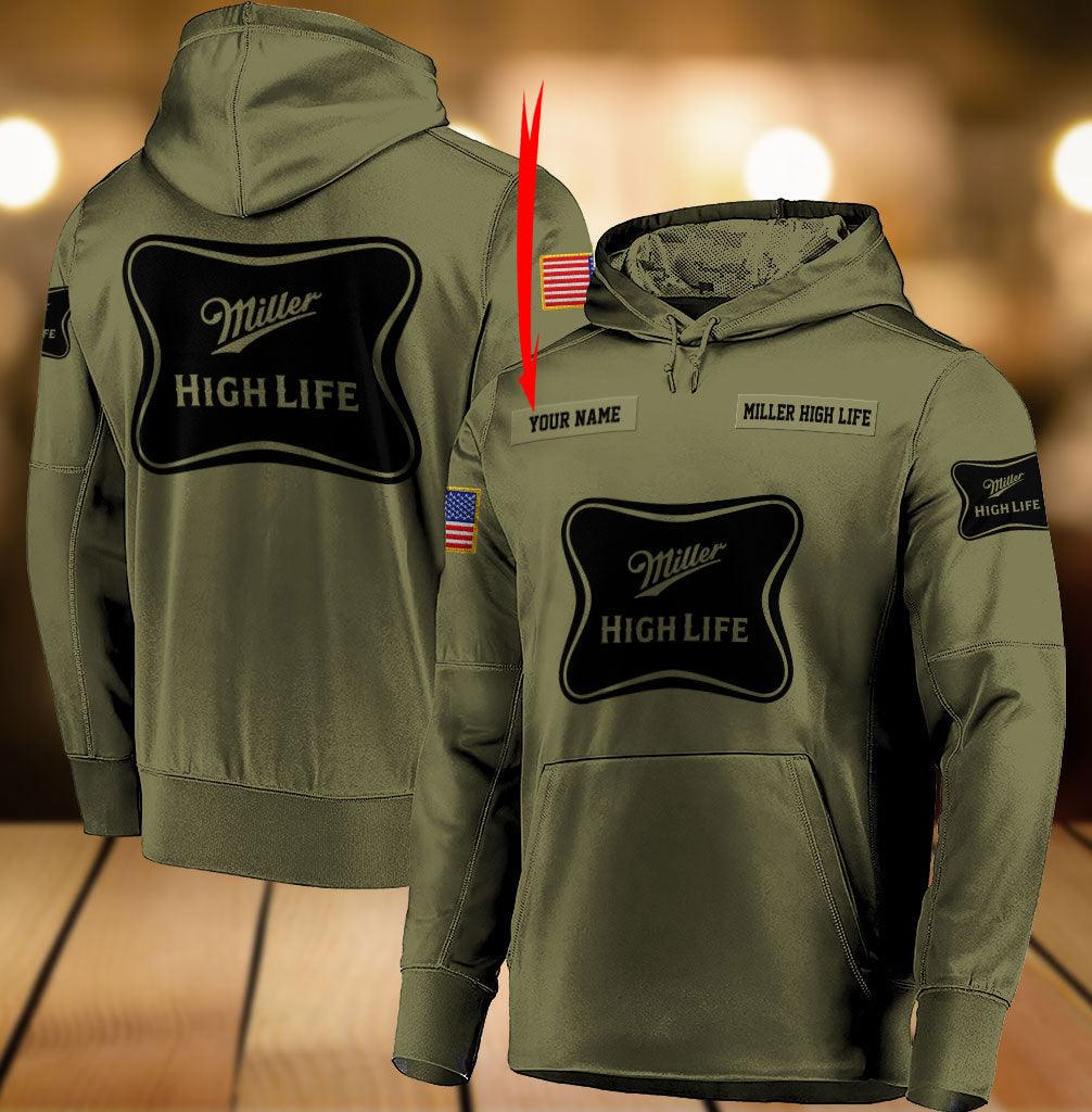 Personalized Military Green Miller High Life Hoodie & Zip Hoodie