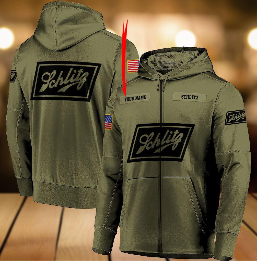 Personalized Military Green Schlitz Beer Hoodie & Zip Hoodie