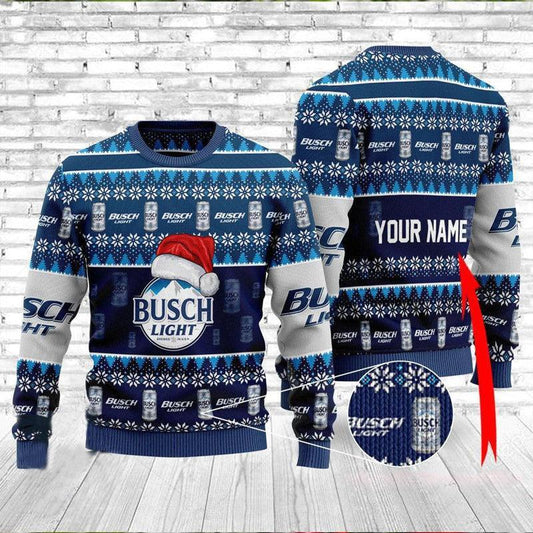 Personalized Santa Hat Busch Light Christmas Sweater