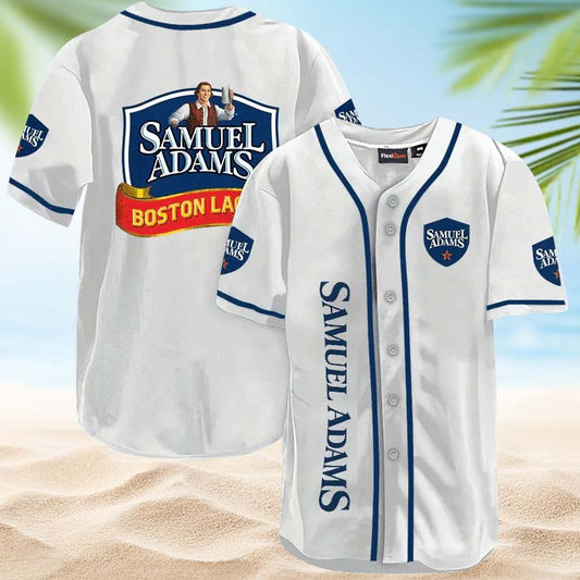 Samuel Adams White Baseball Jersey - Flexiquor.com