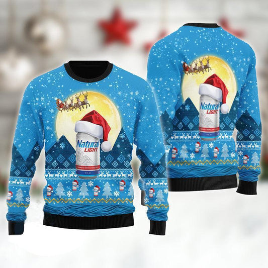 Santa Claus Sleigh Natural Light Ugly Sweater