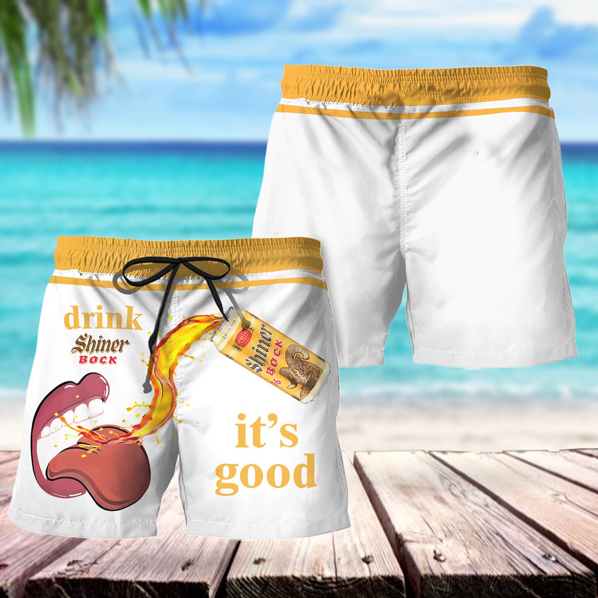 Drink Shiner Bock Swim Trunks - Flexiquor.com