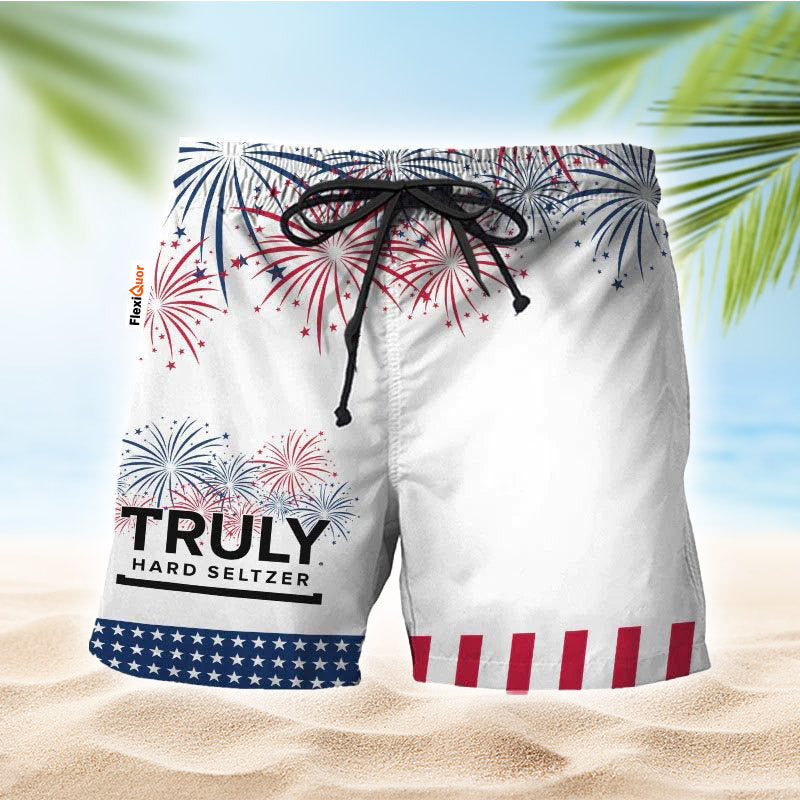 Truly Hard Seltzer American Independence Day Swim Trunks - Flexiquor.com