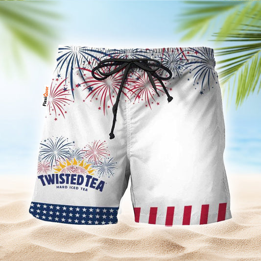 Twisted Tea American Independence Day Swim Trunks - Flexiquor.com