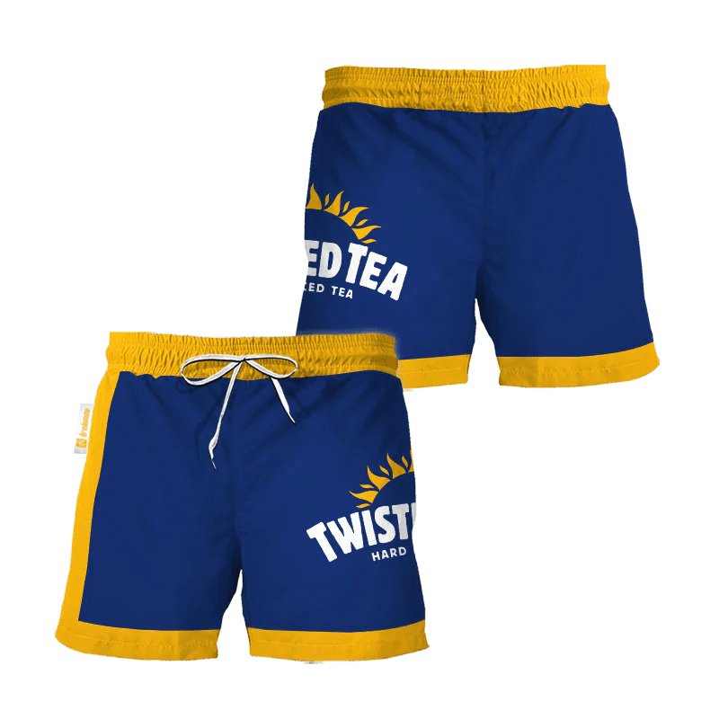 Twisted Tea Blue Yellow Basic Swim Trunks - Flexiquor.com