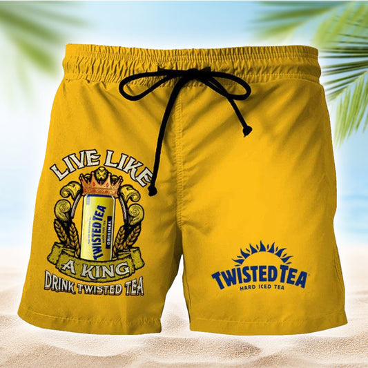Twisted Tea Yellow Basic Swim Trunks - Flexiquor.com