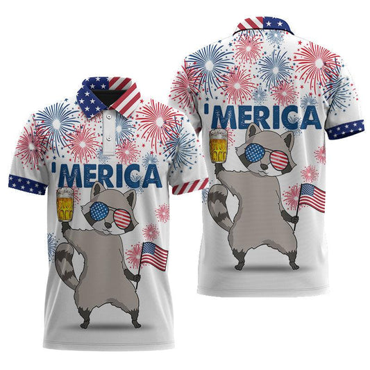America Raccoon Polo Shirt