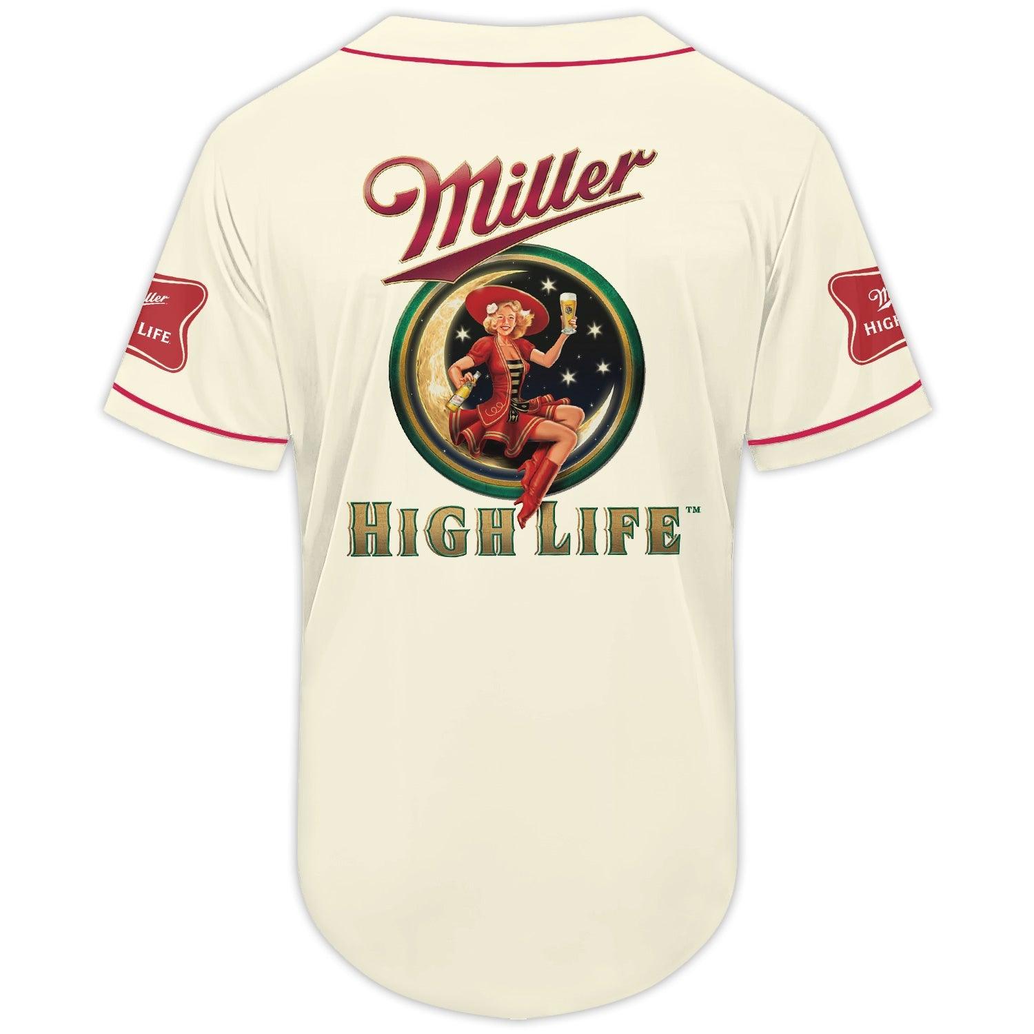 Beige Miller High Life Baseball Jersey