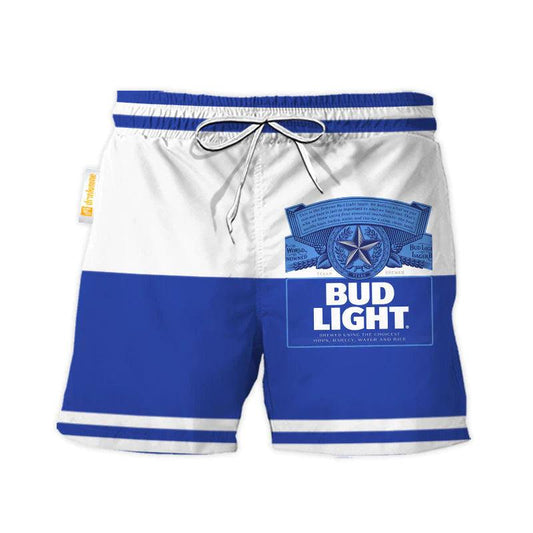 Bud Light Blue And White Basic Swim Trunks 1