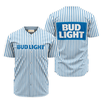 Bud Light Blue And White Striped Jersey Shirt