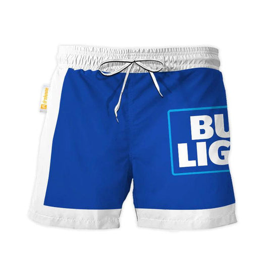 Bud Light Blue White Basic Swim Trunks 1