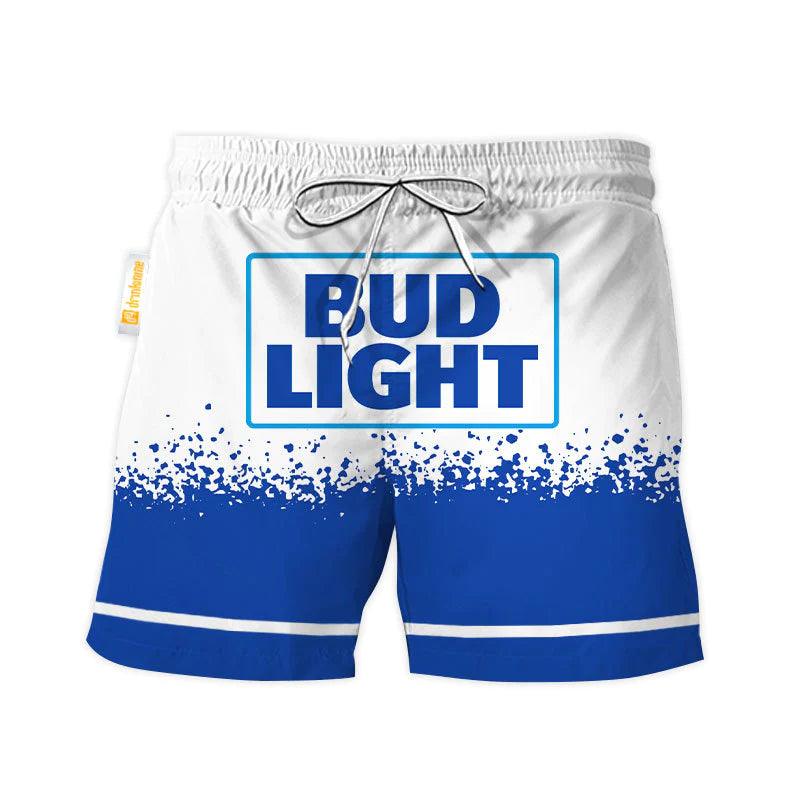 Bud Light White Blue Basic Swim Trunks - Flexiquor.com