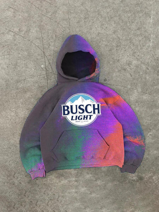 Busch Light Art Tie Dyed Color Block Hoodie