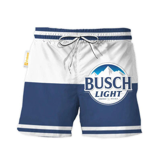 Busch Light Blue And White Basic Swim Trunks