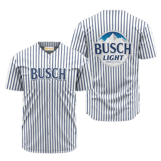 Busch Light Blue And White Striped Jersey Shirt
