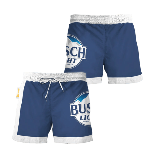 Busch Light Blue White Basic Swim Trunks 1