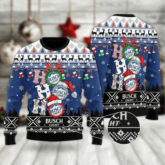 Busch Light HoHoHo Ugly Christmas Sweater - Flexiquor.com