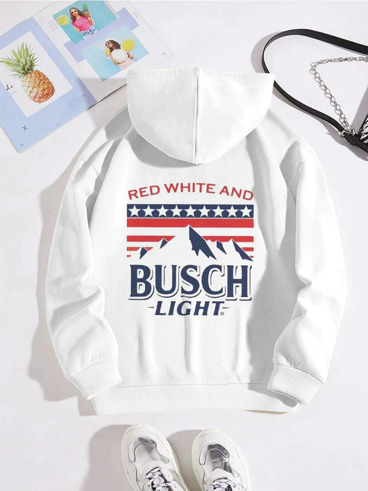 Busch Light Red And White Basic Hoodie