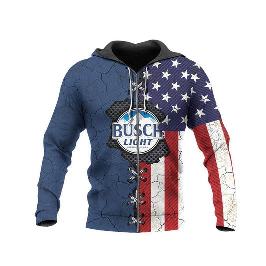 Busch Light Vintage USA Flag With The Grim Reaper Hoodie