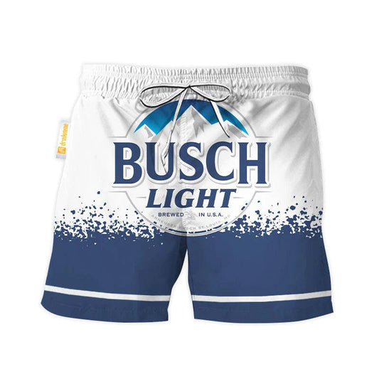Busch Light White Blue Basic Swim Trunks 1