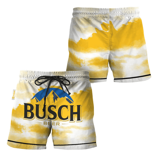 Busch Light Yellow And White Swim Trunks