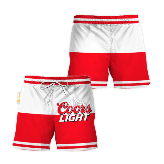 Coors Light Red And White Basic Swim Trunks