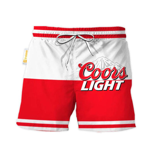 Coors Light Red And White Basic Swim Trunks 1