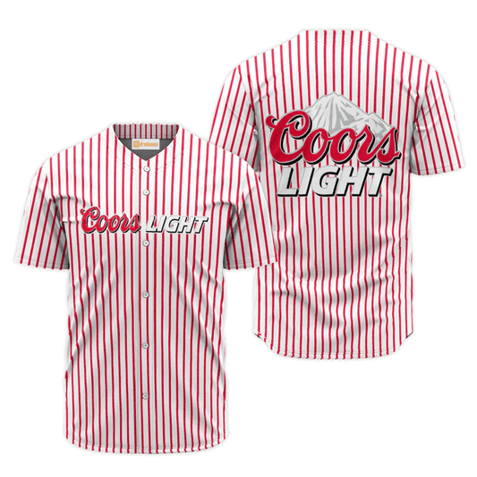 Coors Light Red And White Striped Jersey Shirt