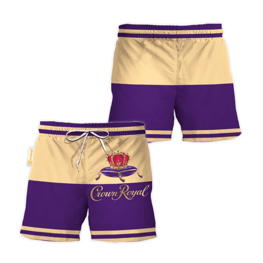Crown Royal Beige And Purple Basic Swim Trunks