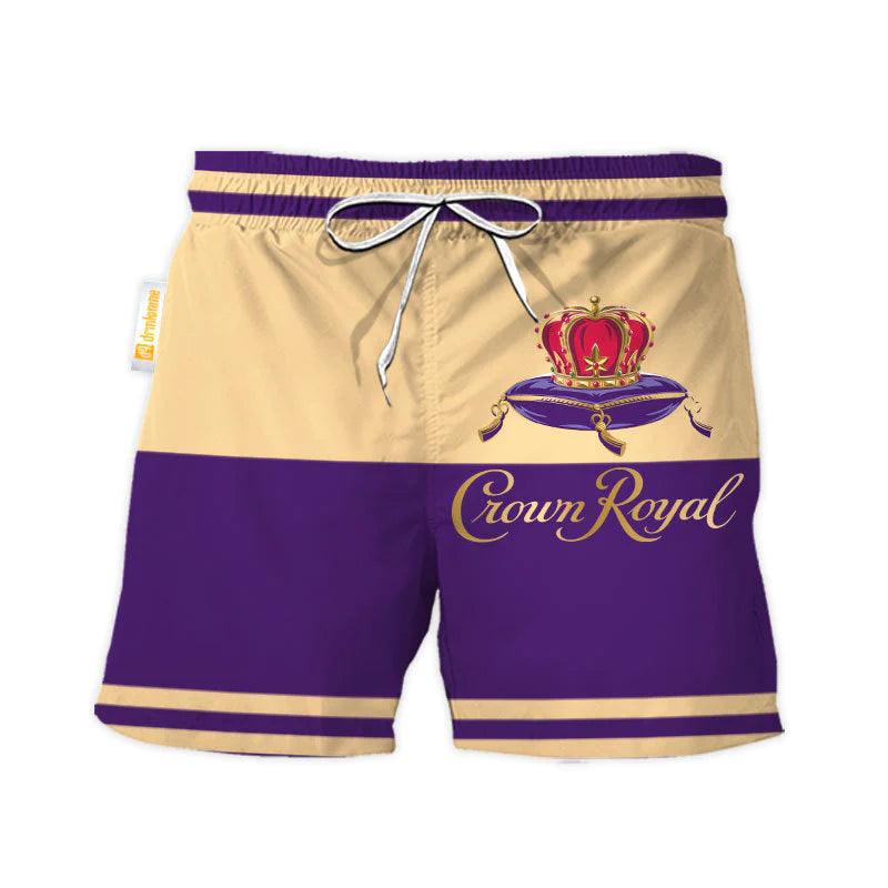 Crown Royal Beige And Purple Basic Swim Trunks - Flexiquor.com