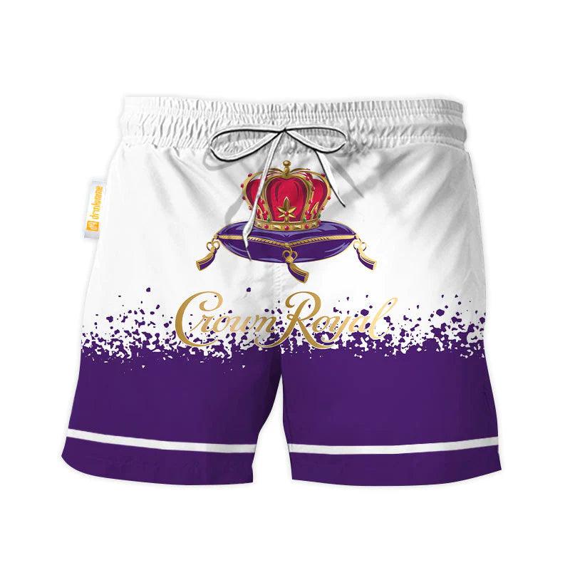 Crown Royal White Purple Basic Swim Trunks - Flexiquor.com