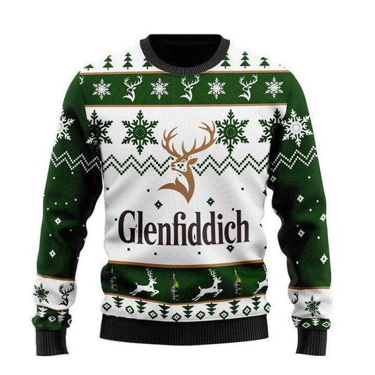 Glenfiddich Whisky Wine Ugly Christmas Sweater - Flexiquor.com