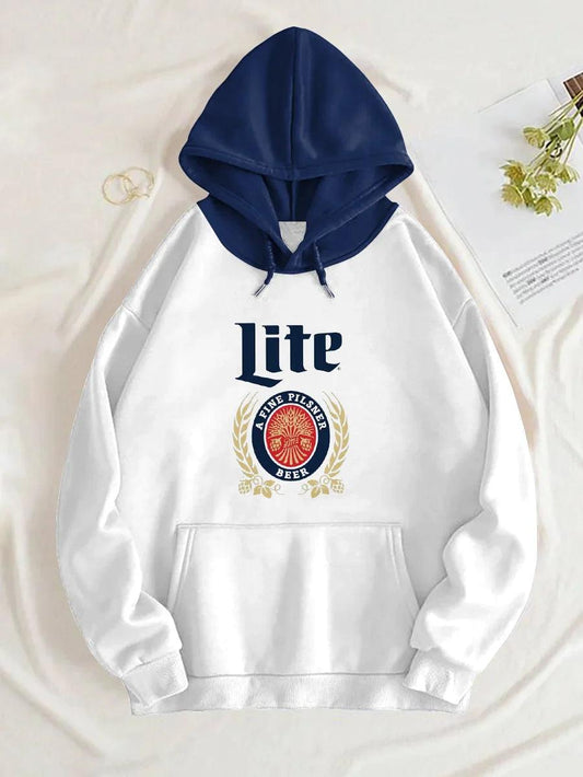 Lite A Fine Pilsner Beer Basic Blue And White Hoodie