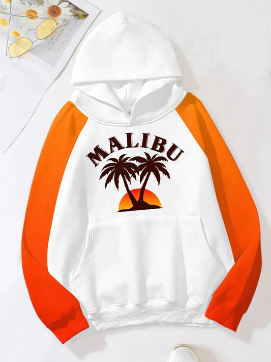 Malibu Basic Orange And White Hoodie