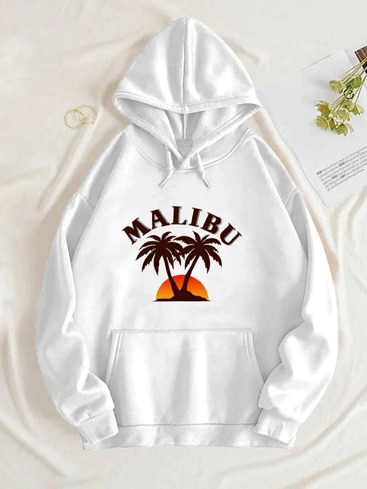Malibu Front Pocket Basic White Hoodie