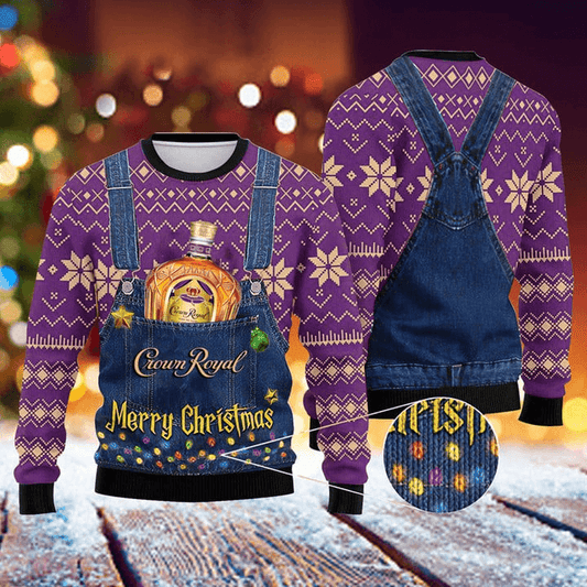 Merry Christmas Crown Royal Ugly Sweater - Flexiquor.com