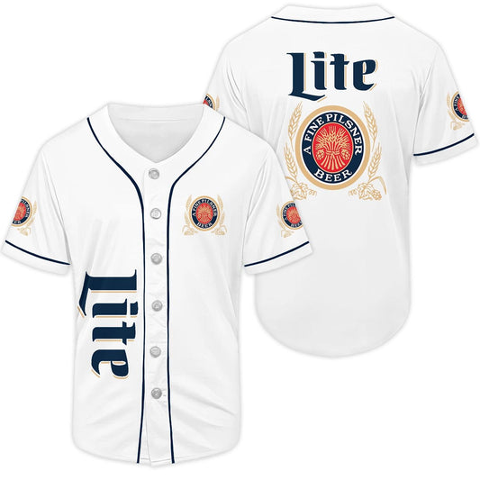 Miller Lite White Baseball Jersey
