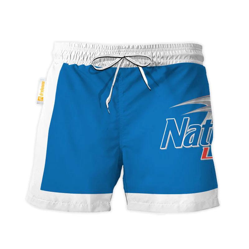 Natural Light Blue White Basic Swim Trunks - Flexiquor.com