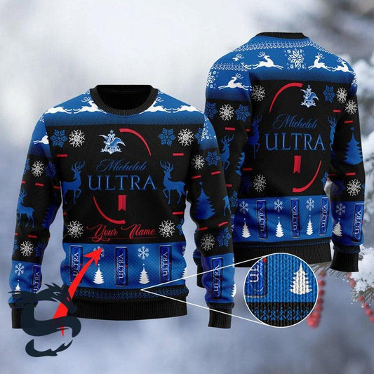 Personalized Black Michelob ULTRA Ugly Sweater - Flexiquor.com
