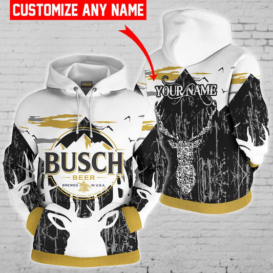 Personalized Busch Beer Black Reindeer Head Hoodie