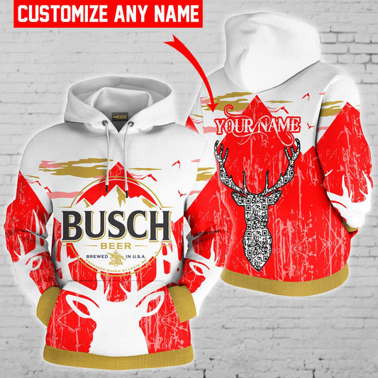 Personalized Busch Beer Red Reindeer Head Hoodie