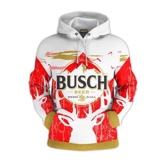 Personalized Busch Beer Red Reindeer Head Hoodie