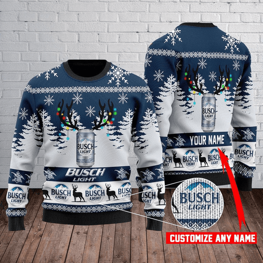 Personalized Busch Light Ugly Christmas Sweater - Flexiquor.com