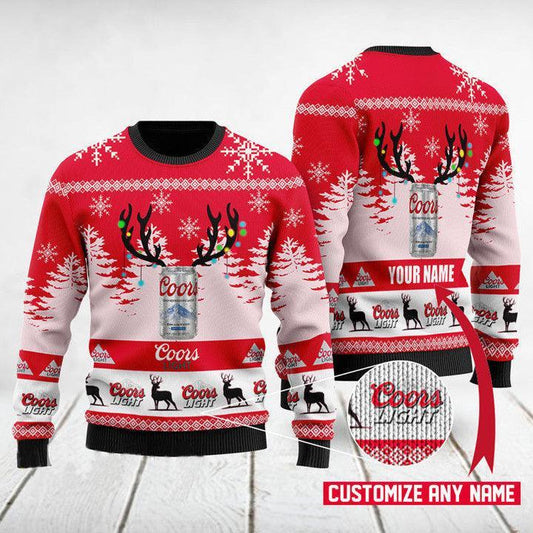 Personalized Deer Coors Light Christmas Sweater - Flexiquor.com