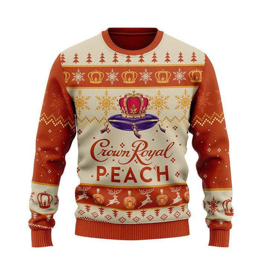 Personalized Peach Crown Royal Ugly Christmas Sweater - Flexiquor.com
