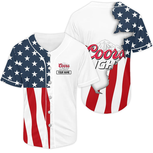 Personalized US Flag Coors Light Baseball Jersey