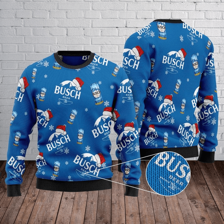 Santa Hat Busch Ugly Christmas Sweater - Flexiquor.com